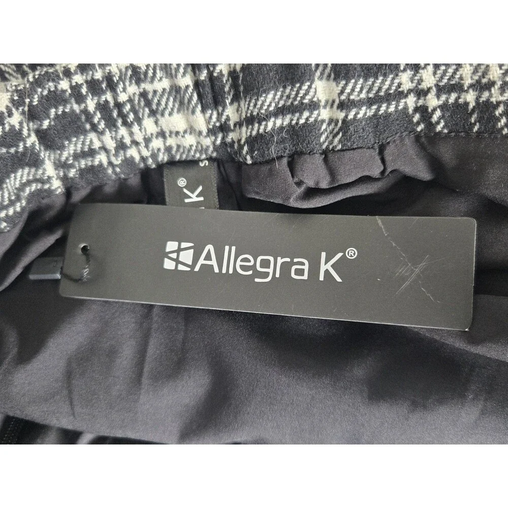 Allegra K Skirt Womens S Midi Black White Plaid Preppy Academia Grunge NWT - Picture 3 of 9